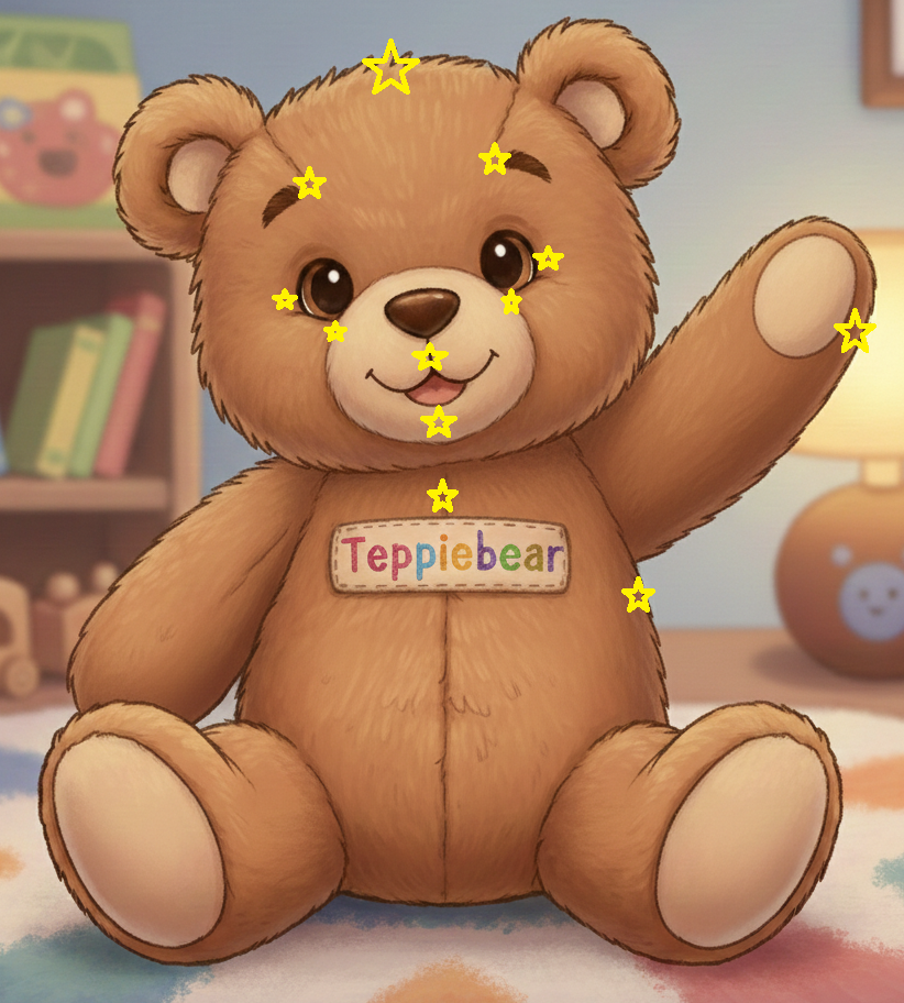 Plaatje van de Teppiebear met de EFT tap-punten